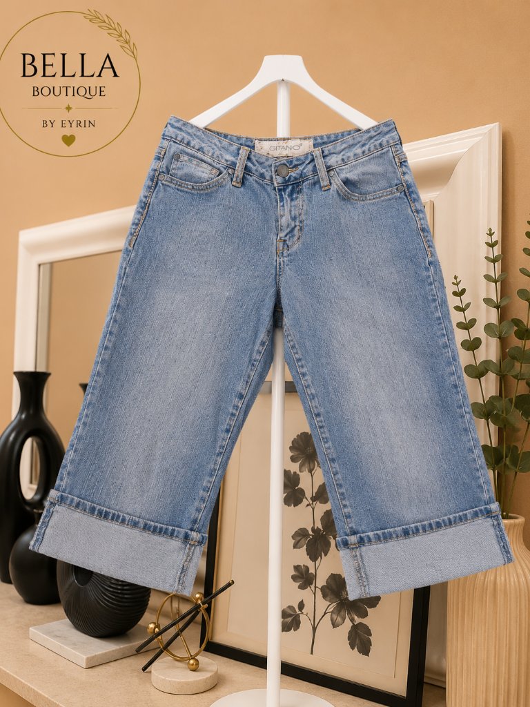 Gitano Light Wash Cropped Wide-Leg Jeans Size 6